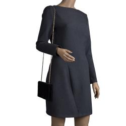 Pre Owned Fendi Black Patent Leather Fendilicious Wallet On Chain