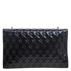 Pre Owned Fendi Black Patent Leather Fendilicious Wallet On Chain
