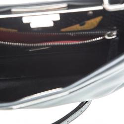 Pre Owned Fendi Black Leather Medium Peekaboo Top Handle Bag