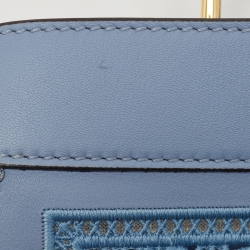 Pre Owned Fendi Light Blue Lasercut Leather Small Peekaboo ISeeU Top Handle Bag