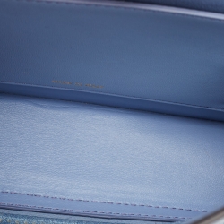 Pre Owned Fendi Light Blue Lasercut Leather Small Peekaboo ISeeU Top Handle Bag