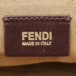 Pre Owned Fendi Tobacco Zucca and Leopard Print Canvas and Leather Large Borsa Chef Hobo