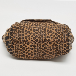Pre Owned Fendi Tobacco Zucca and Leopard Print Canvas and Leather Large Borsa Chef Hobo