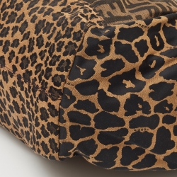 Pre Owned Fendi Tobacco Zucca and Leopard Print Canvas and Leather Large Borsa Chef Hobo