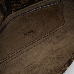 Pre Owned Fendi Tobacco Zucca Canvas and Leather Phone Baguette Bag