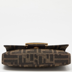 Pre Owned Fendi Tobacco Zucca Canvas and Leather Phone Baguette Bag