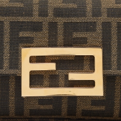 Pre Owned Fendi Tobacco Zucca Canvas and Leather Phone Baguette Bag