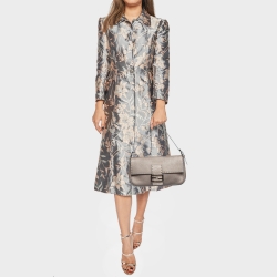 Fendi Metallic Beige Selleria Leather Baguette Bag