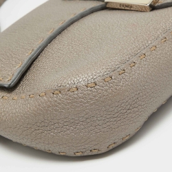 Fendi Metallic Beige Selleria Leather Baguette Bag