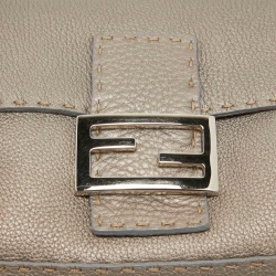 Fendi Metallic Beige Selleria Leather Baguette Bag
