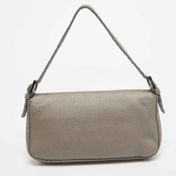 Fendi Metallic Beige Selleria Leather Baguette Bag