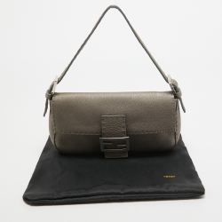Fendi Metallic Beige Selleria Leather Baguette Bag