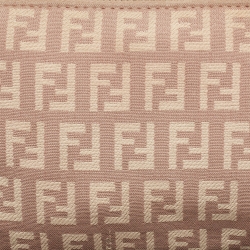 Pre Owned Fendi Beige Zucca Zucchino Canvas and Leather Pochette 
