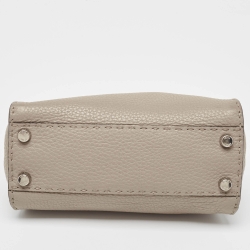 Pre Owned Fendi Beige Selleria Leather and Water Snake Handle Mini Peekaboo Top Handle Bag