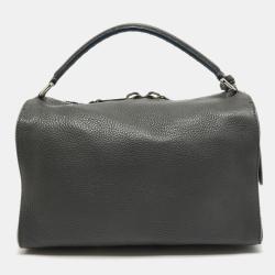 Pre Owned Fendi Grey Selleria Leather Lei Boston Bag 