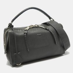 Pre Owned Fendi Grey Selleria Leather Lei Boston Bag 