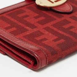 Fendi Red Zucca Canvas and Leather Flap Continental Wallet