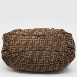Pre Owned Fendi Tobacco Zucca Canvas and Patent Leather Large Mia Hobo