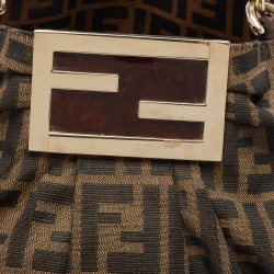 Pre Owned Fendi Tobacco Zucca Canvas and Patent Leather Large Mia Hobo