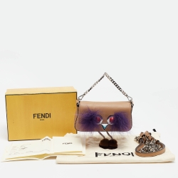 Pre Owned Fendi Beige Leather and Fox Micro Monster Feet Crossbody Bag