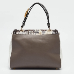 Pre Owned Fendi Multicolor Python and Leather Silvana Top Handle Bag