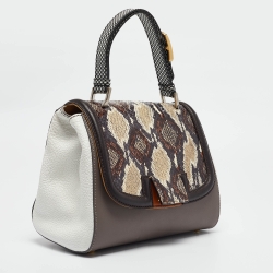 Pre Owned Fendi Multicolor Python and Leather Silvana Top Handle Bag