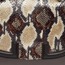 Pre Owned Fendi Multicolor Python and Leather Silvana Top Handle Bag