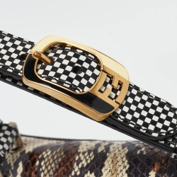 Pre Owned Fendi Multicolor Python and Leather Silvana Top Handle Bag