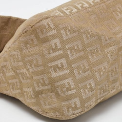 Pre Owned Fendi Beige Zucchino Canvas and Leather Baguette Bag