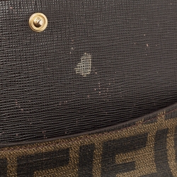 Pre Owned Fendi Brown Zucca Coated Canvas Flap Continental Wallet