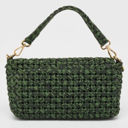 Fendi Green Jacquard Woven Fabric Medium Baguette Bag