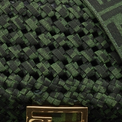 Fendi Green Jacquard Woven Fabric Medium Baguette Bag