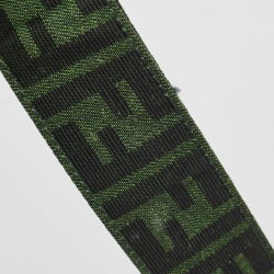 Fendi Green Jacquard Woven Fabric Medium Baguette Bag