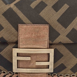 Fendi Tobacco Zucca Canvas and Leather Large Whipstitch Baguette Bag