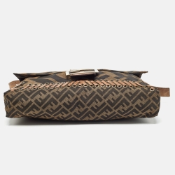 Fendi Tobacco Zucca Canvas and Leather Large Whipstitch Baguette Bag