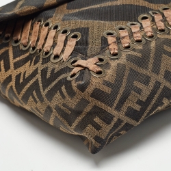 Fendi Tobacco Zucca Canvas and Leather Large Whipstitch Baguette Bag
