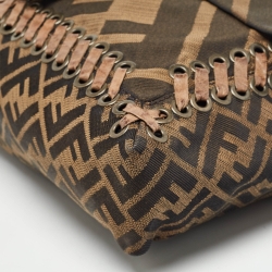 Fendi Tobacco Zucca Canvas and Leather Large Whipstitch Baguette Bag