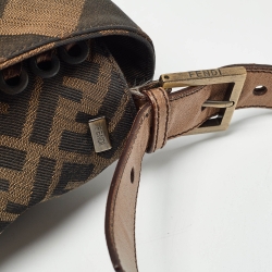Fendi Tobacco Zucca Canvas and Leather Large Whipstitch Baguette Bag
