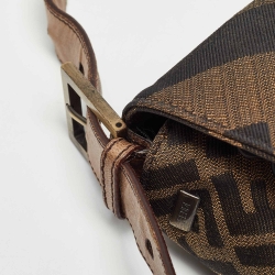 Fendi Tobacco Zucca Canvas and Leather Large Whipstitch Baguette Bag