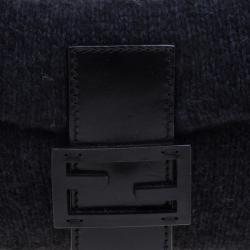 Pre Owned Fendi Black Cashmere Baguette Shoulder Bag