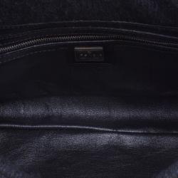 Pre Owned Fendi Black Cashmere Baguette Shoulder Bag