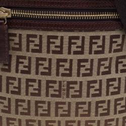 Pre Owned Fendi Brown Zucchino Canvas Crossbody Bag