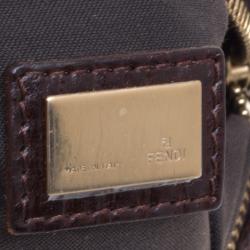 Pre Owned Fendi Brown Zucchino Canvas Crossbody Bag
