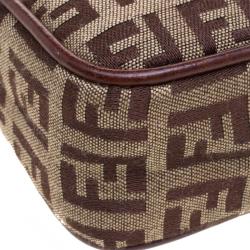 Pre Owned Fendi Brown Zucchino Canvas Crossbody Bag