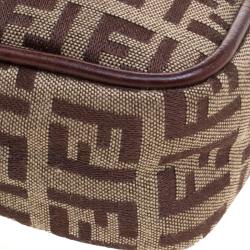 Pre Owned Fendi Brown Zucchino Canvas Crossbody Bag