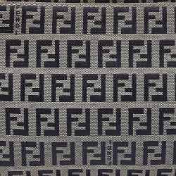 Pre Owned Fendi Navy Blue/White Zucchino Fabric and Leather Pochette Bag