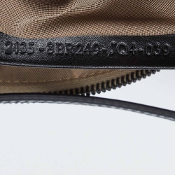 Pre Owned Fendi Black/Ivory Zucchino Fabric and Leather Pochette Bag