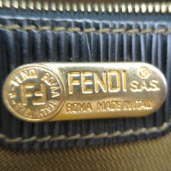 Pre Owned Fendi Brown Canvas Pequin Small Tote