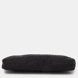 Pre Owned Fendi Black Zucchino Fabric and Leather Pochette 
