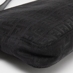 Pre Owned Fendi Black Zucchino Fabric and Leather Pochette 